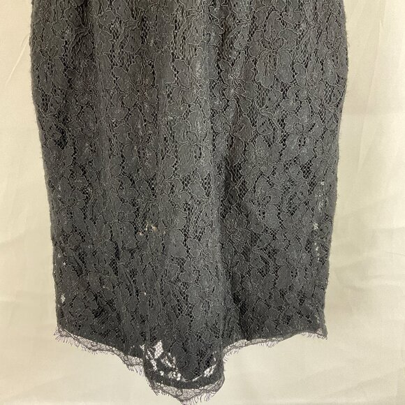 Babaton Lace Dress 2 Black Short Sleeve V-Neck Sheer Back Pockets - Picture 5 of 13